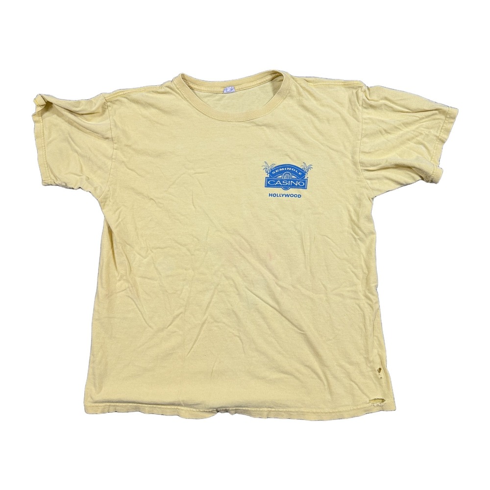 Vintage 90s Anvil Seminole Casino Hollywood Florida T-Shirt Mens M Yellow